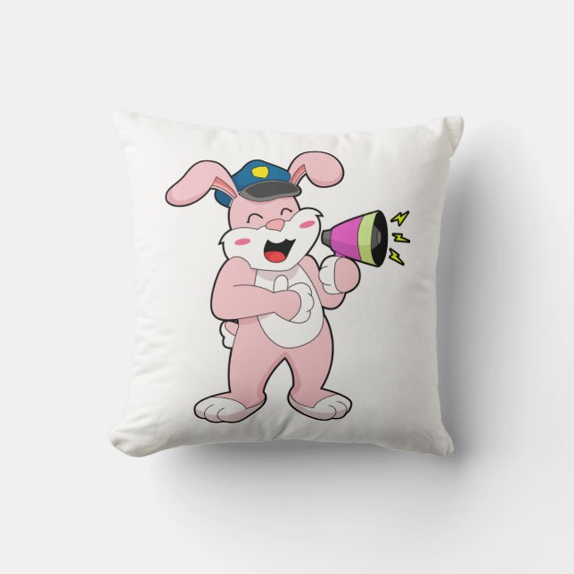 Rabbit Police officer Microphone Throw Pillow (Front)