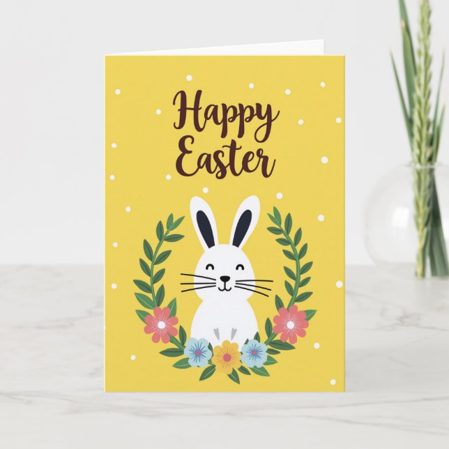 Rabbit Polka Dot Easter Card (Front)