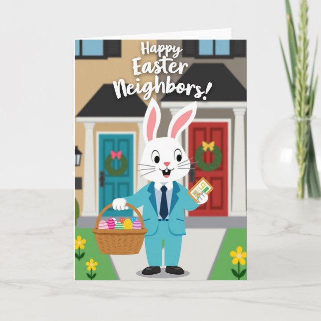Rabbit Polka Dot Eggs Holiday Card (Front)