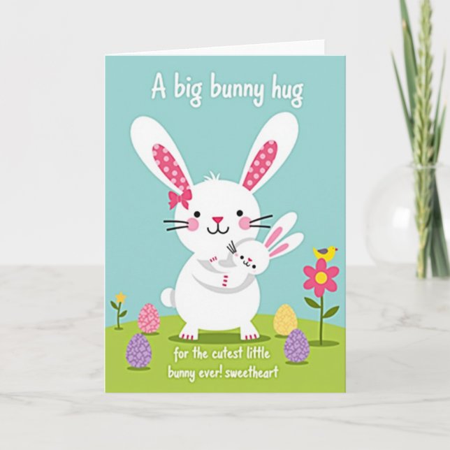 Rabbit Polka Dot Hugs Card (Front)
