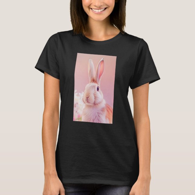 Rabbit Portrait 86 Animal Easter Wildlife Illustra T-Shirt (Front)