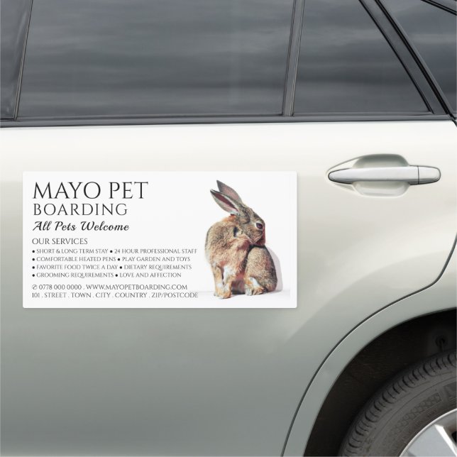 Rabbit Portrait, Pet Boarding Advertising Car Magnet (In Situ)