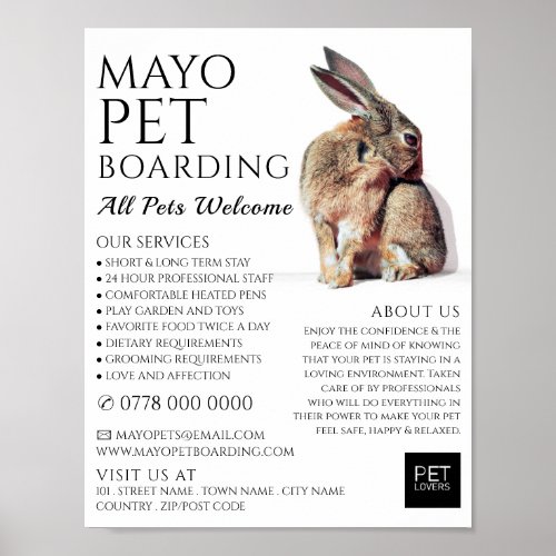 Rabbit Portrait Pet Boarding Advertising Poster