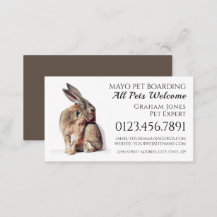 Rabbit Portrait, Pet Boarding Business Card
