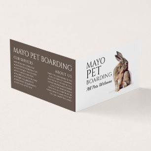 Rabbit Portrait, Pet Boarding Detailed Business Card