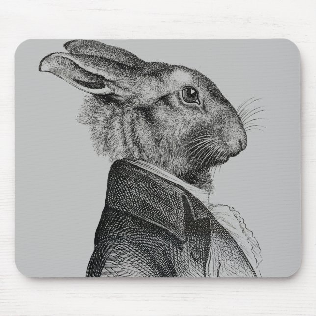 Rabbit Portrait Profile Mouse Pad (Front)