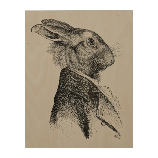 Rabbit Portrait Profile Wood Wall Decor (Front)