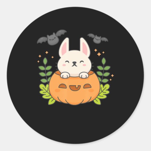 Rabbit Pumpkin Bats Japanese Halloween Classic Round Sticker