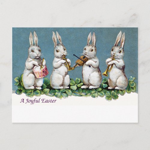 Rabbit Quartet Vintage Easter Holiday Postcard