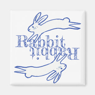 Rabbit Rabbit Blue White Monthly Reminder Magnet
