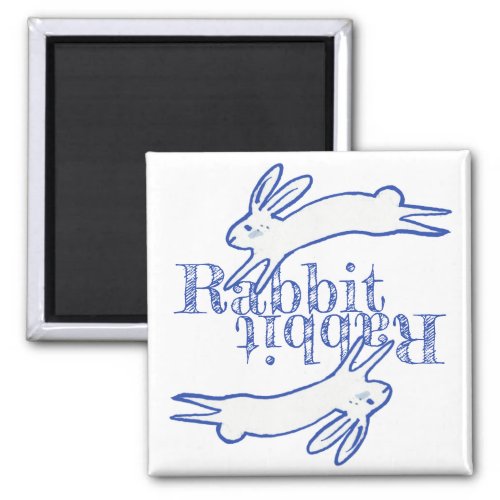 Rabbit Rabbit Blue White Monthly Reminder Magnet