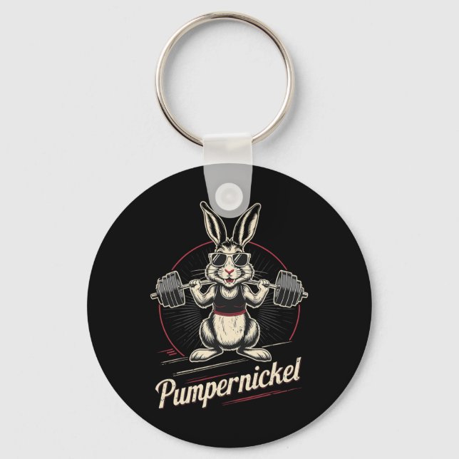Rabbit Rabbit Pumpernickel Karnickel Bodybuilding  Keychain (Front)