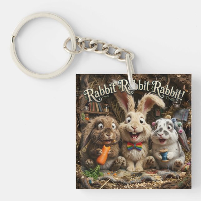 Rabbit Rabbit Rabbit Keychain (Front)