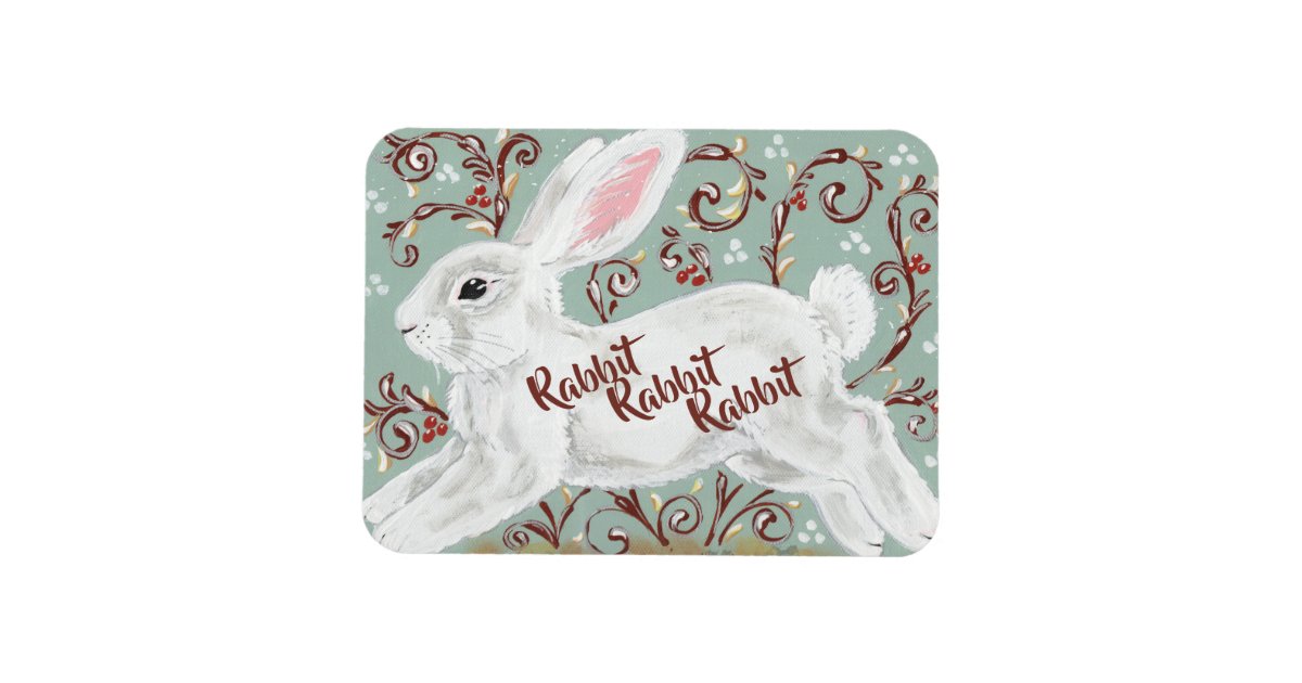 Rabbit Rabbit Rabbit Monthly Good Luck Reminder Magnet | Zazzle