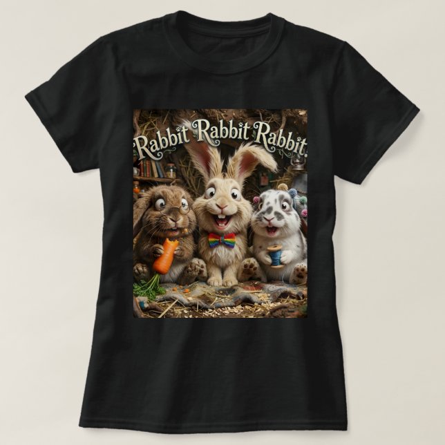 Rabbit Rabbit Rabbit T-Shirt (Design Front)
