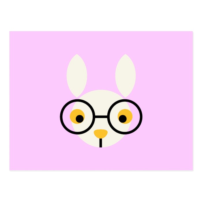 Rabbit Rabbits Bunny Head Cute Glasses Cartoon Postcards