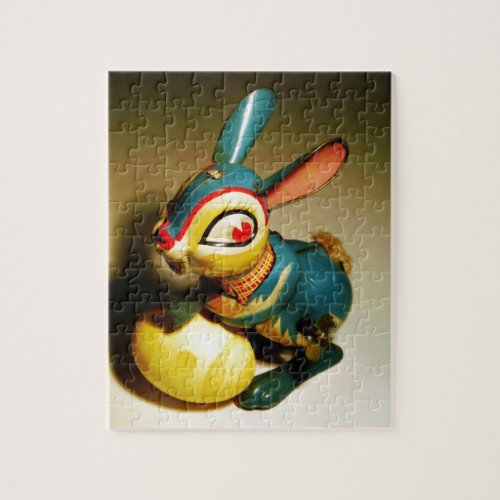 rabbit rabbits toy and easter yellow egg jigsaw puzzle