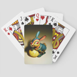 rabbit rabbits toy and easter yellow egg poker cards