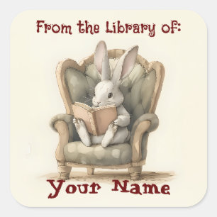 Rabbit Reading Bookplate