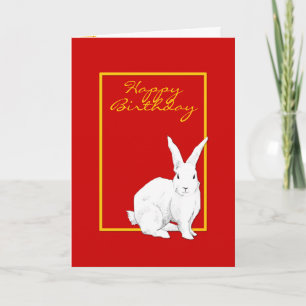Rabbit red Birthday Card