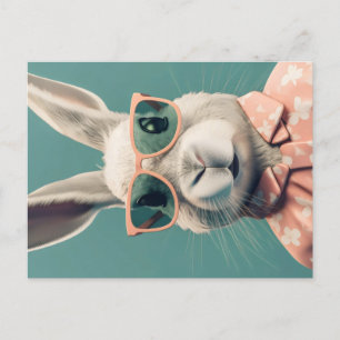 Rabbit Retro Couture in Stylish Floral Shirt Postcard
