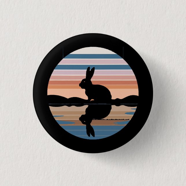 Rabbit Retro Sunset Button (Front)