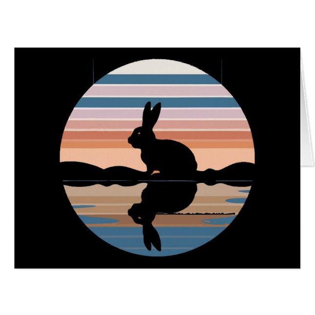Rabbit Retro Sunset Cards (Front Horizontal)