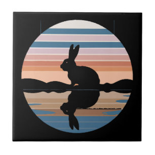 Rabbit Retro Sunset Ceramic Tile