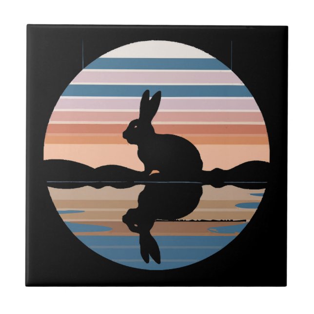 Rabbit Retro Sunset Ceramic Tile (Front)