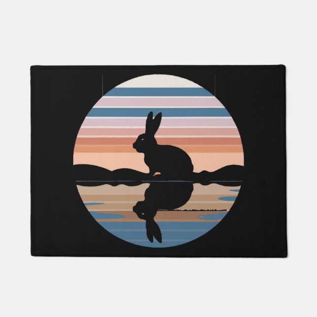 Rabbit Retro Sunset Doormat (Front)