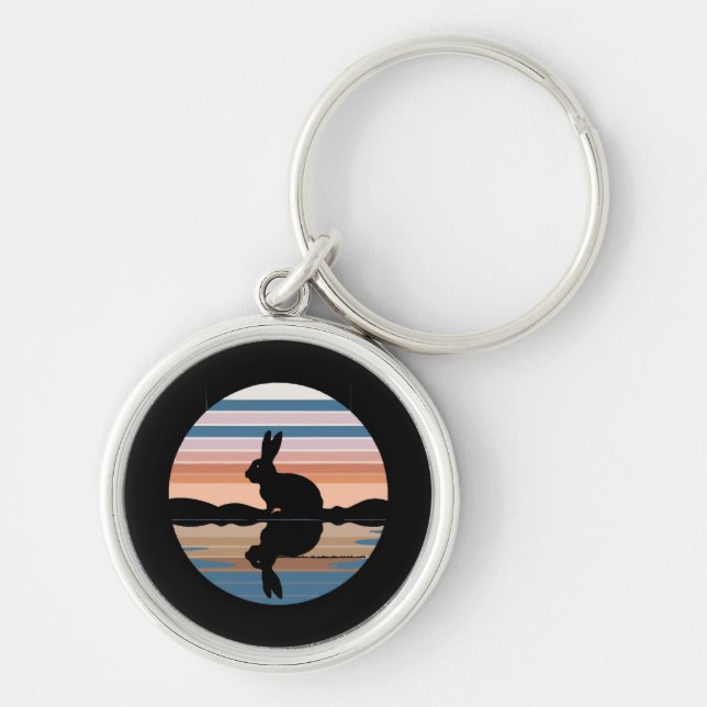Rabbit Retro Sunset Keychain (Front)