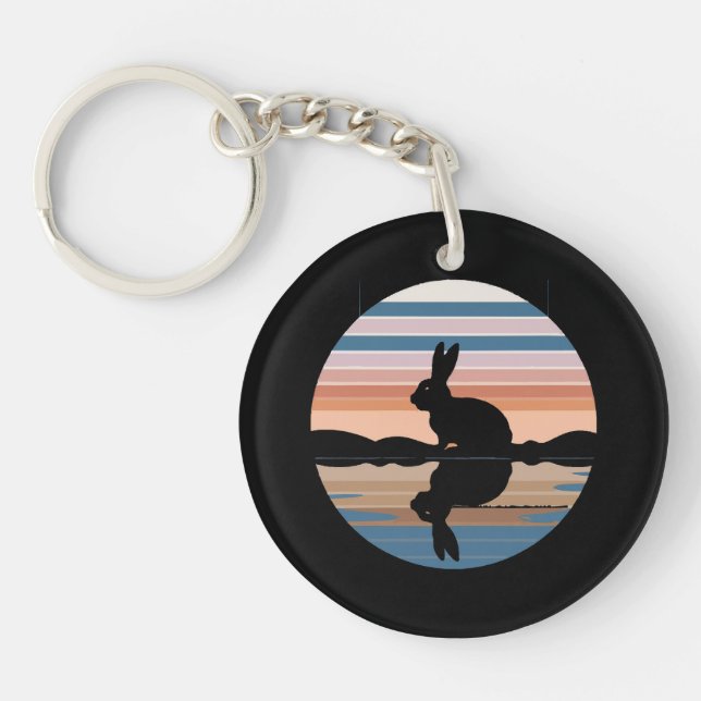 Rabbit Retro Sunset Keychain (Front)