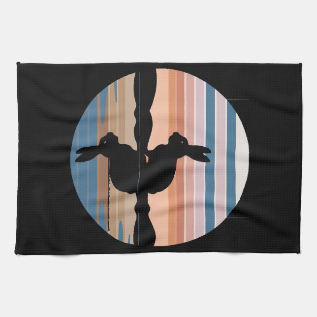 Rabbit Retro Sunset Kitchen Towel (Horizontal)