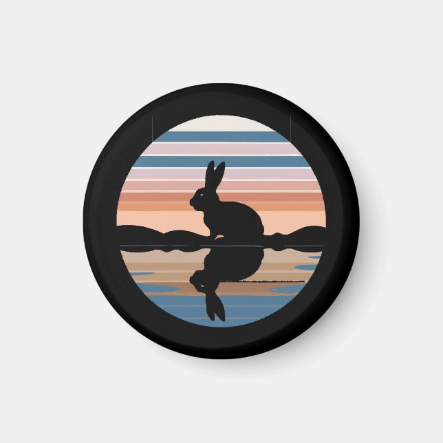 Rabbit Retro Sunset Magnet (Front)