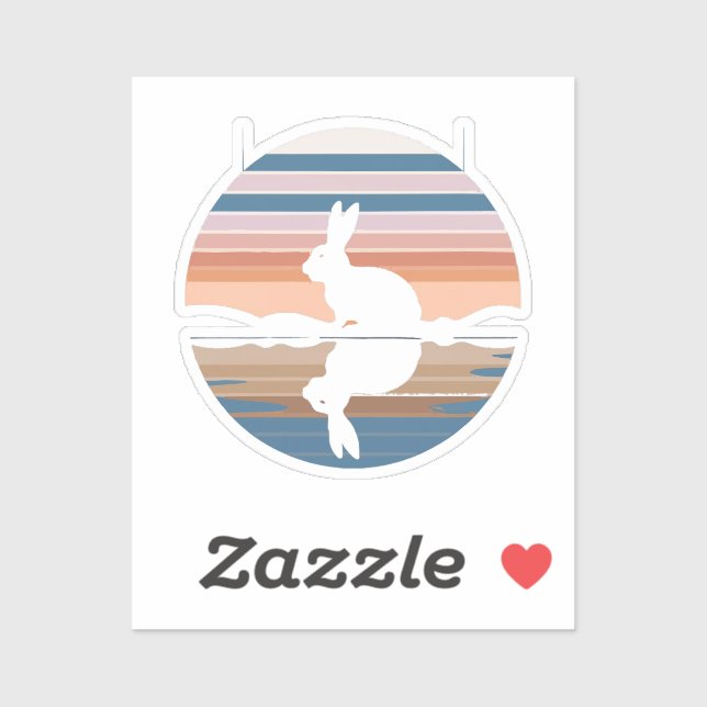 Rabbit Retro Sunset Sticker (Sheet)