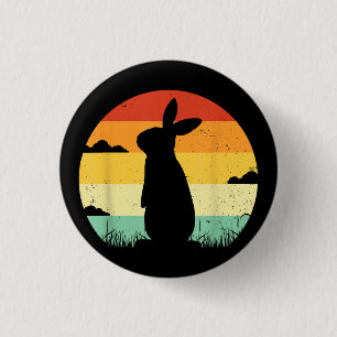 Rabbit Retro Vintage 80s Style Bunny Lover Button
