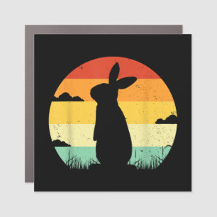 Rabbit Retro Vintage 80s Style Bunny Lover Car Magnet