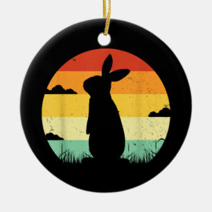 Rabbit Retro Vintage 80s Style Bunny Lover Ceramic Ornament