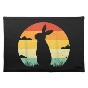 Rabbit Retro Vintage 80s Style Bunny Lover Cloth Placemat