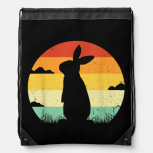 Rabbit Retro Vintage 80s Style Bunny Lover Drawstring Bag