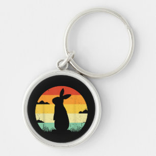 Rabbit Retro Vintage 80s Style Bunny Lover Keychain