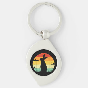 Rabbit Retro Vintage 80s Style Bunny Lover Keychain