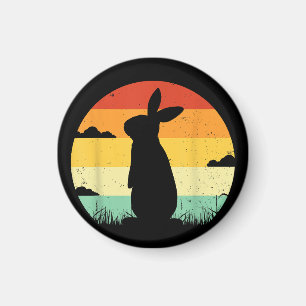 Rabbit Retro Vintage 80s Style Bunny Lover Magnet