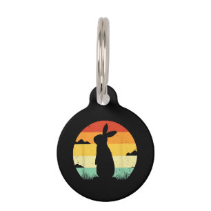 Rabbit Retro Vintage 80s Style Bunny Lover Pet ID Tag