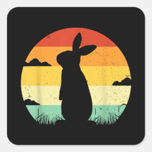 Rabbit Retro Vintage 80s Style Bunny Lover Square Sticker