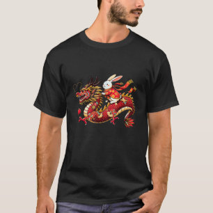 Rabbit ride Chinese Dragon Funny Mens Womens Happy T-Shirt