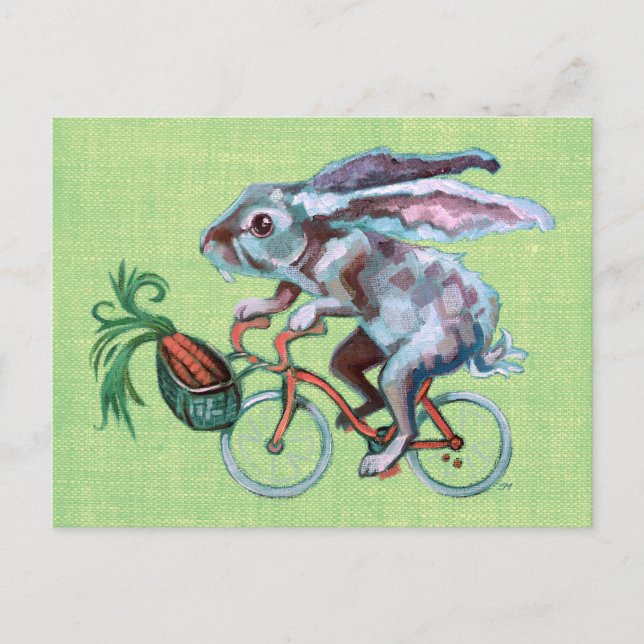Rabbit Riding A Bicycle Postcard (Front)