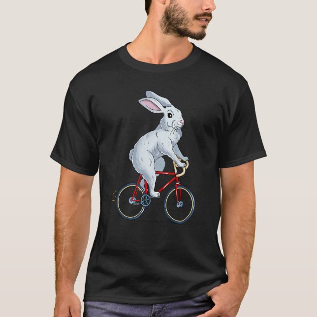 Rabbit Riding Bicycle Cute Biker Cyclist T-Shirt (Front)