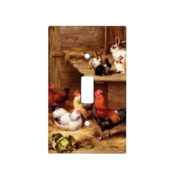 Rabbit Rooster Farm Animals Painting Light Switch Cover by EDDESIGNS at Zazzle