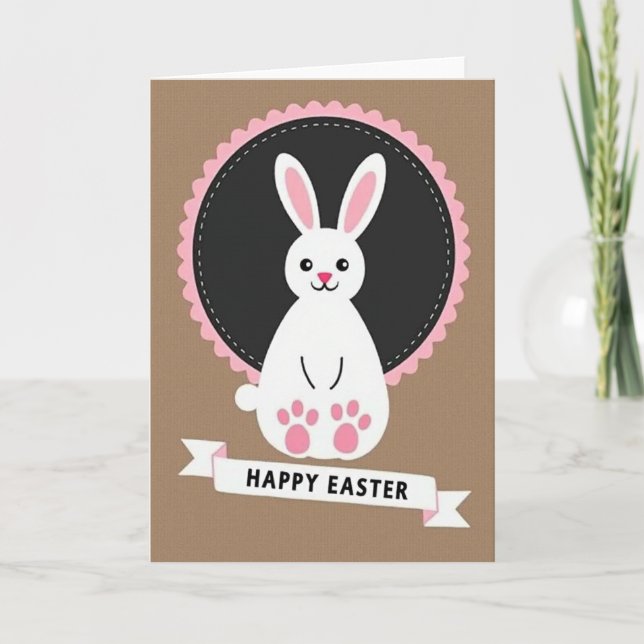 Rabbit Rose Scalloped Circle Card (Front)